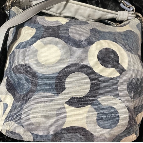 Coach Kristin Blue and Gray Geometric Shoulder Bag (rare) - Picture 3 of 6